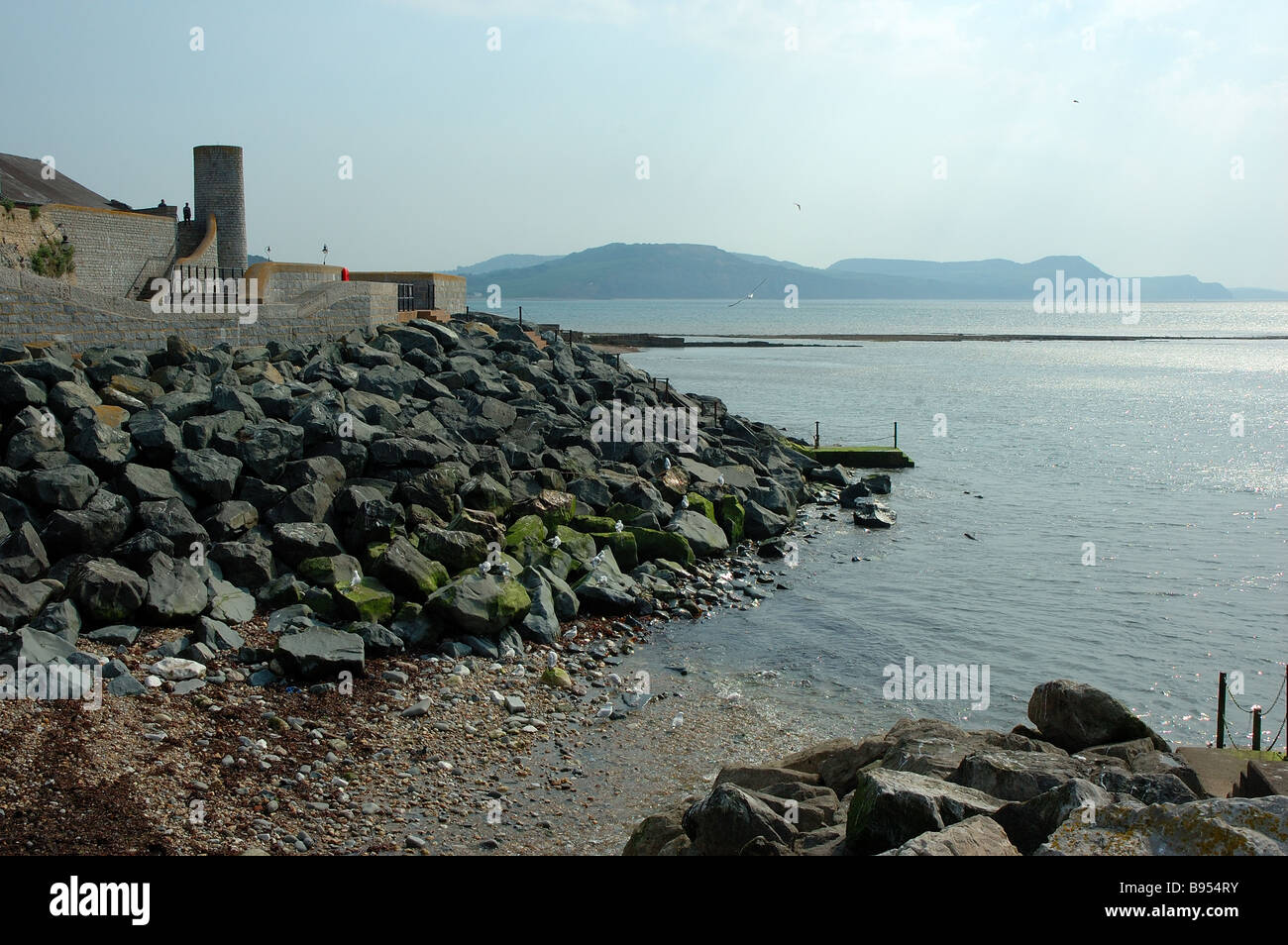 Lyme Regis Meer Wasser Steckdose Entwässerung Stockfoto