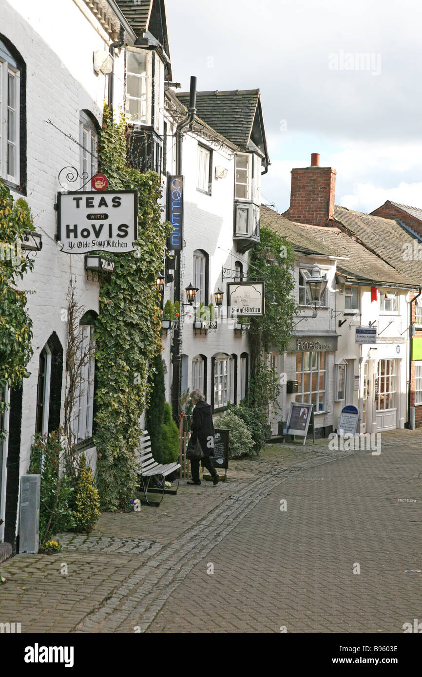 Einen malerischen Blick hinunter Church Lane, Stafford zeigt die Suppenküche-café Stockfoto