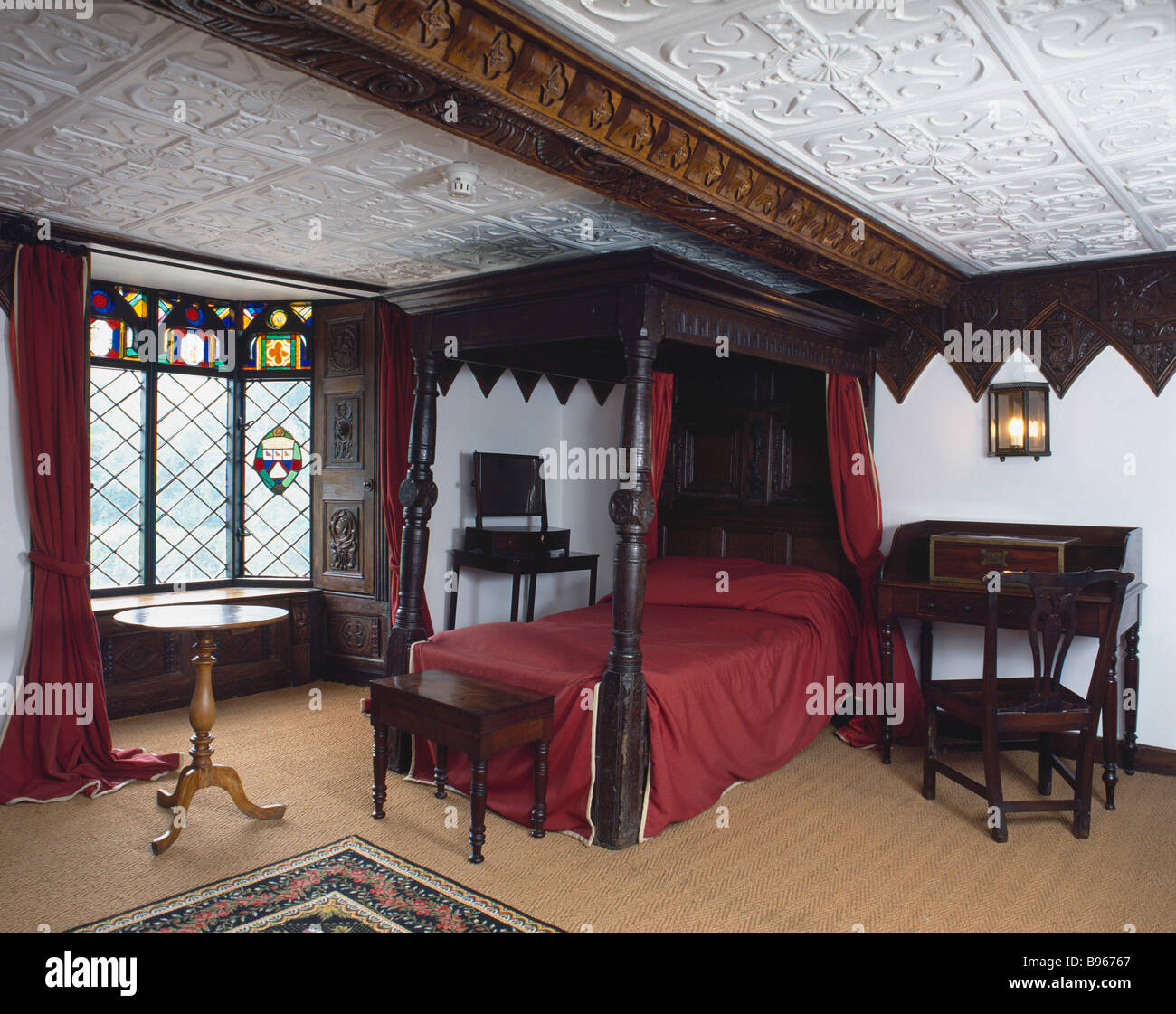 Das Schlafzimmer in Plas Newydd, Llangollen, Wales, Heimat des exzentrischen 18. Jahrhunderts, das die 'Ladies of Llangollen', Eleanor Butler und Sarah Ponsonby genannt wird Stockfoto