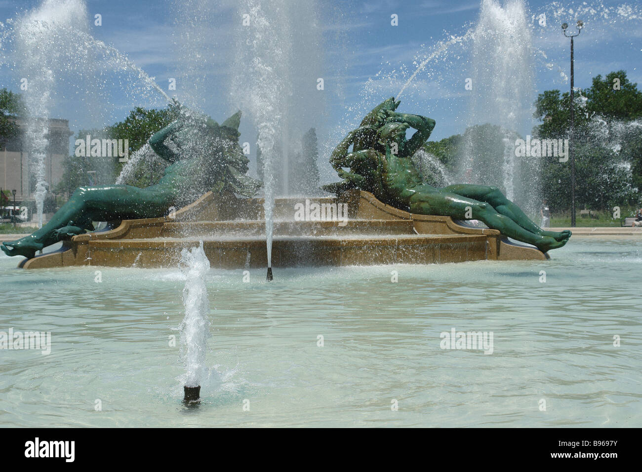 Swann Gedenkbrunnen AKA Brunnen der drei Flüsse bei Logan Circle in Philadelphia, Pennsylvania USA Stockfoto