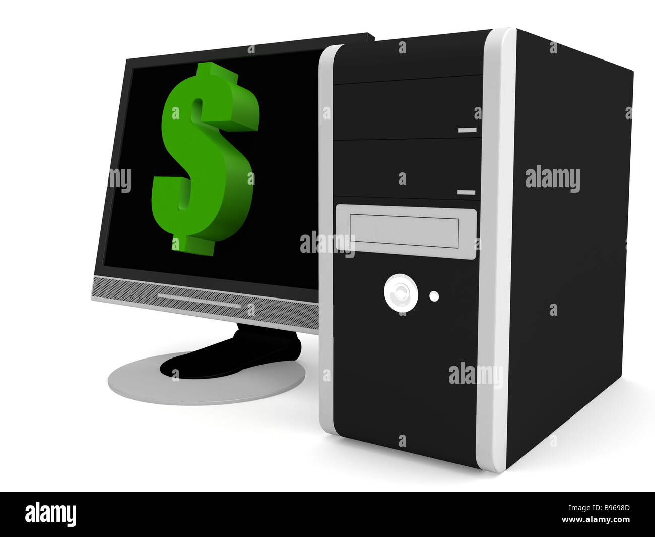 PC mit Dollarzeichen Stockfoto