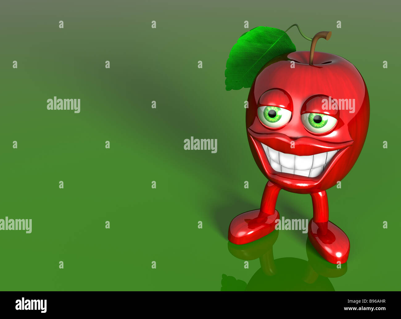Beispiel für ein sehr gesundes Cartoon-Apfel Stockfoto