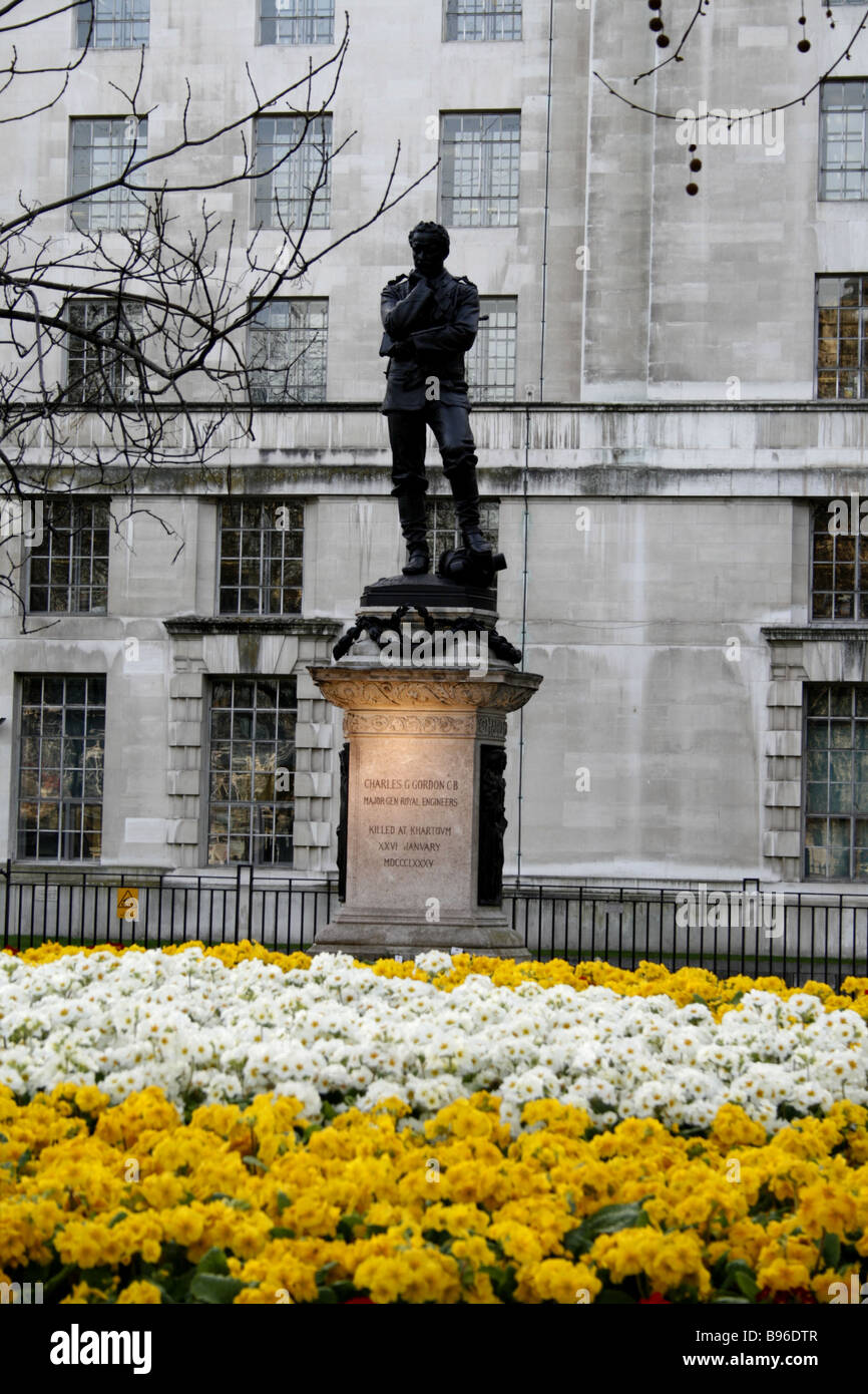Allgemeine Gordon von Khartum Statue Embankment Gardens London England uk Stockfoto
