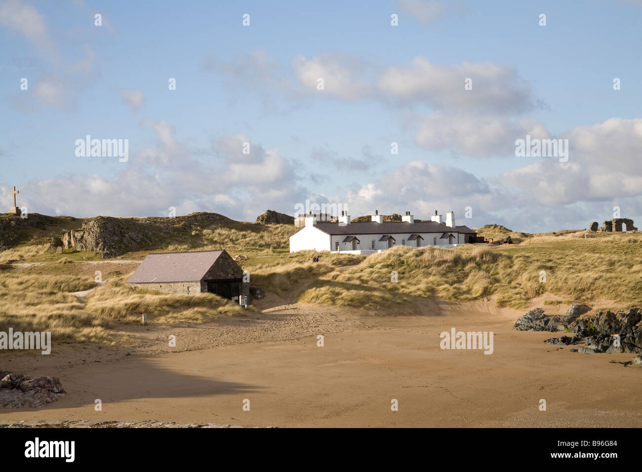 Llanddwyn Insel Isle of Anglesey North Wales März Blick auf Welterbestätten auf der historischen Insel Stockfoto
