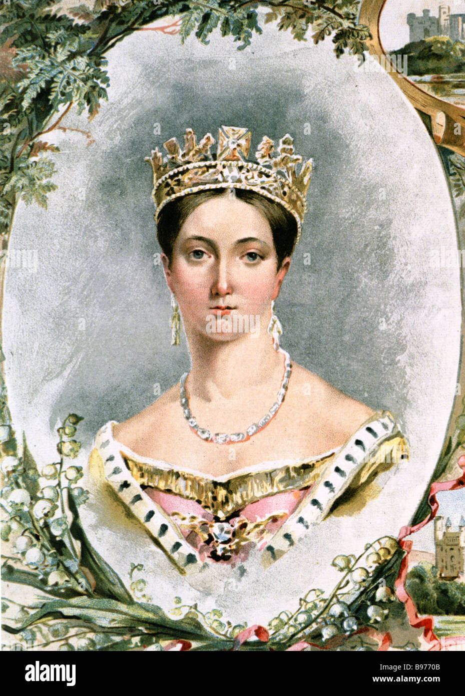 Königin VICTORIA im Jahre 1837 auf ihrer Thronbesteigung auf den Thron Stockfoto