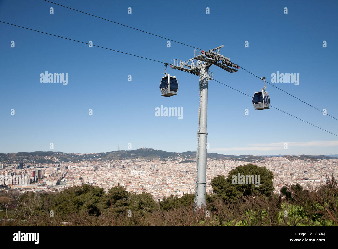 Seilbahn-Montjuic-Barcelona-Spanien Stockfoto