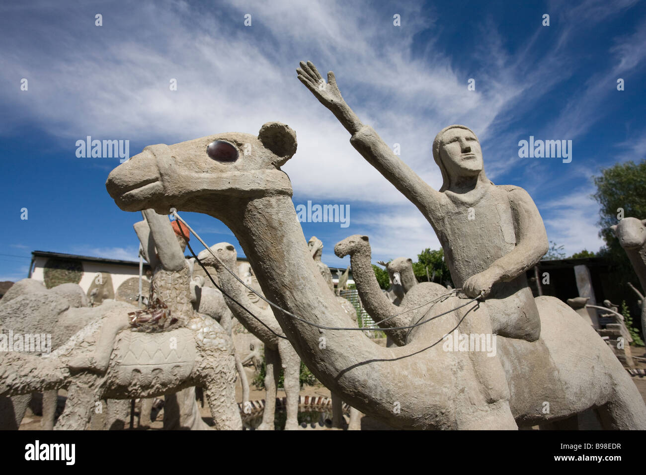 Eule Skulptur Hof Nieu Bethesda Eastern Cape Südafrika Stockfoto