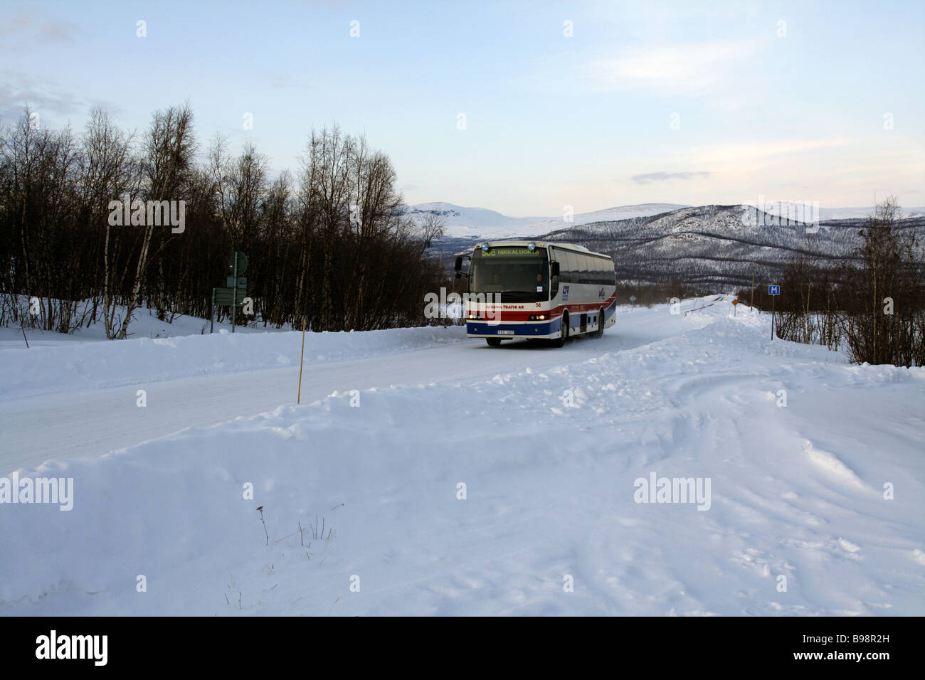 Bus in Schwedisch-Lappland Stockfoto