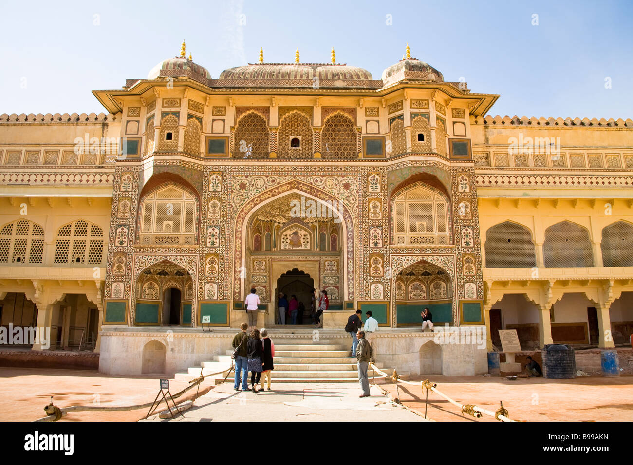 Ganesh Pol, Ganesh Tor in Amber Palast, auch bekannt als Amber Fort, Bernstein, in der Nähe von Jaipur, Rajasthan, Indien Stockfoto