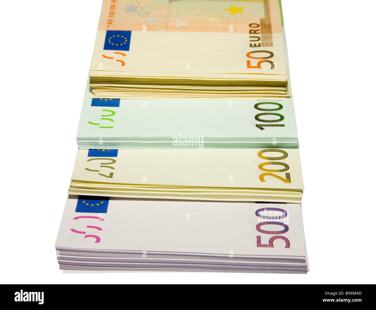 der Heap von Euro-Banknoten mit Beschneidungspfad Stockfoto