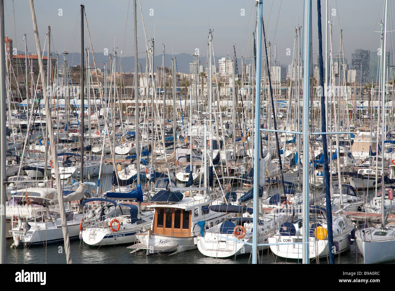 Olympischer Hafen, Poble Nou, Barceloneta Vila Olimpica, Barcelona Stockfoto