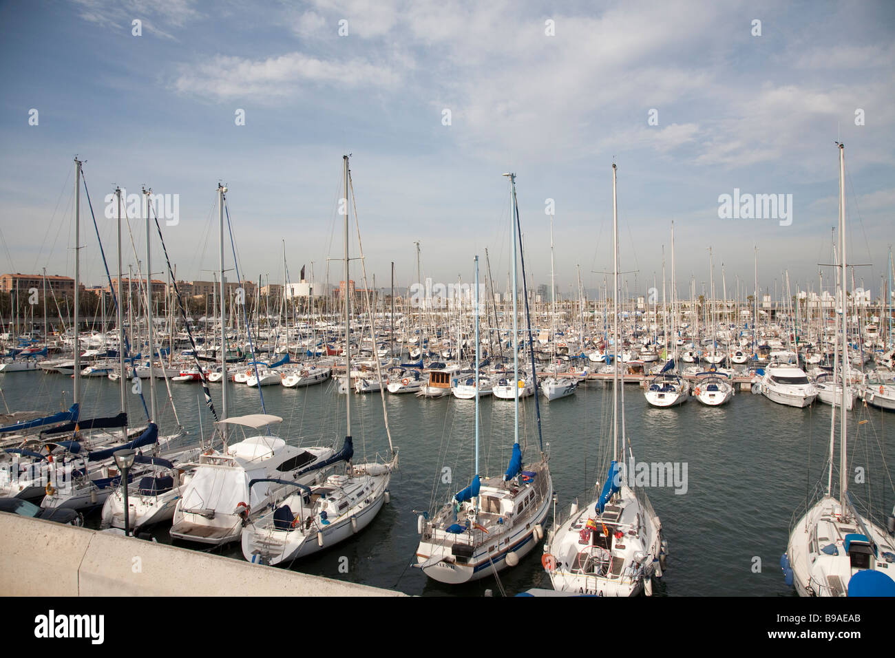 Olympischer Hafen, Poble Nou, Barceloneta Vila Olimpica, Barcelona Stockfoto