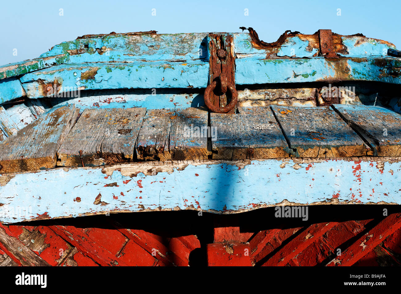 Nahaufnahme eines alten Holzboot Stockfoto