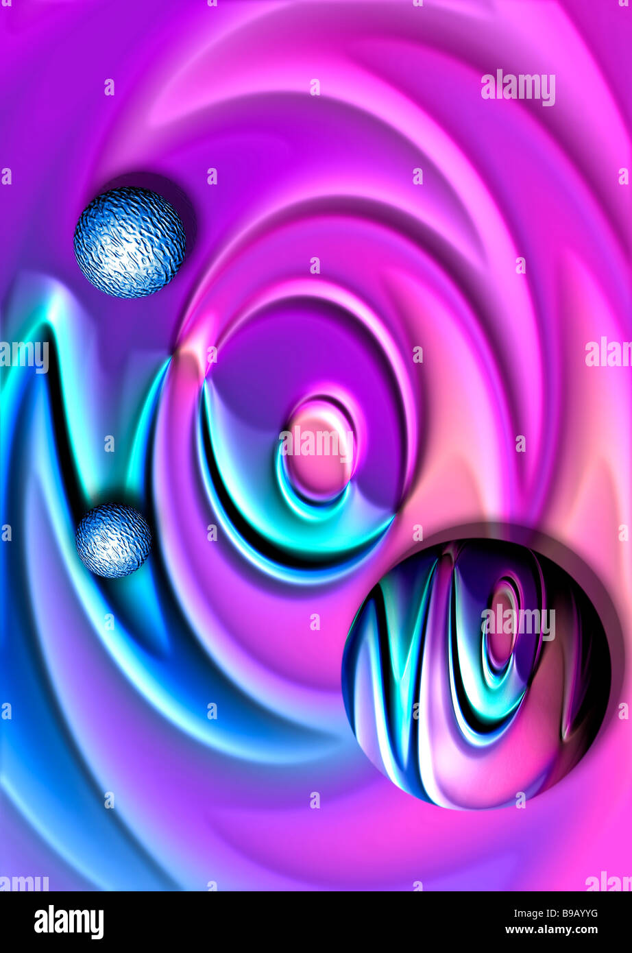 Planeten in lila wirbelt abstrakte Grafikkonzept Stockfoto