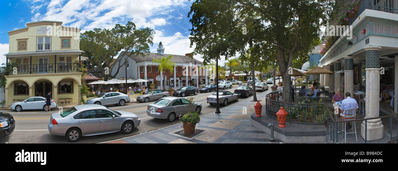 3rd Street South Restaurant Einkaufsviertel von Naples Florida Stockfoto