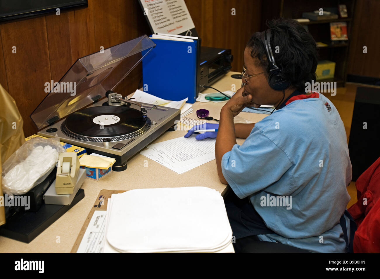 Schallplatte sound check United Record drücken, Inc. Nashville Tennessee USA Stockfoto