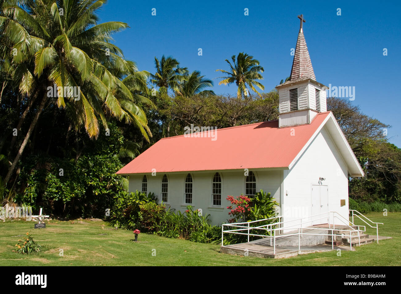 Mariä Sieben Schmerzen katholische Kirche, Molokai, Hawaii. Stockfoto