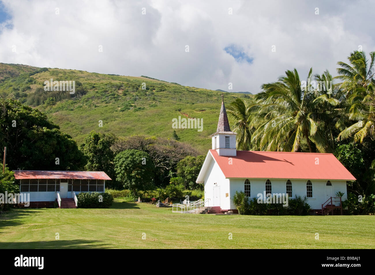 Mariä Sieben Schmerzen katholische Kirche, Molokai, Hawaii. Stockfoto