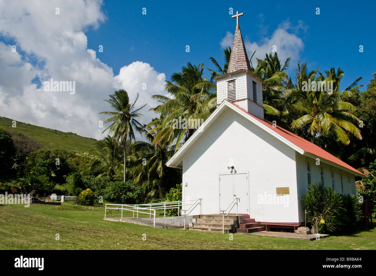 Mariä Sieben Schmerzen katholische Kirche, Molokai, Hawaii. Stockfoto