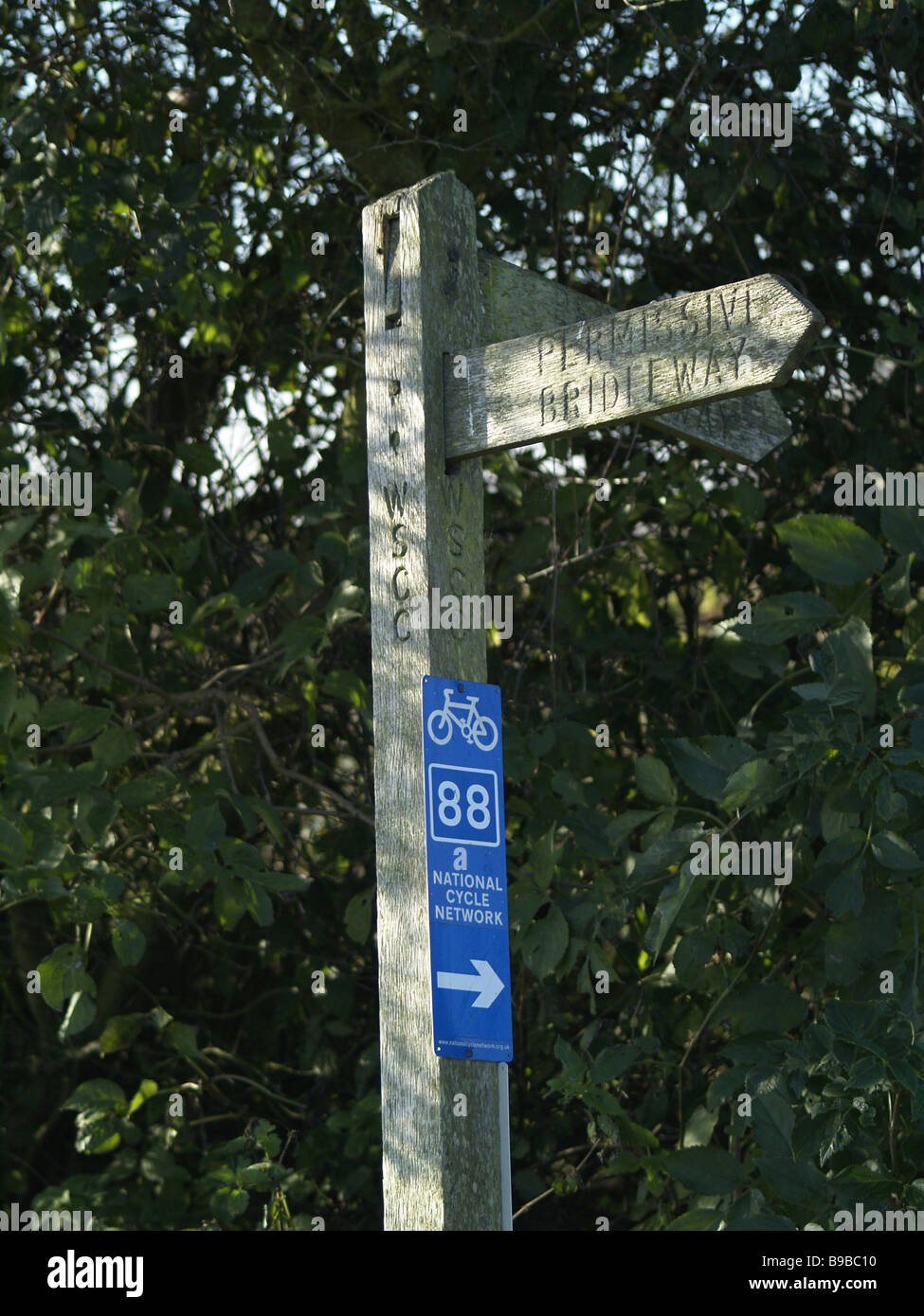 National Cycle Route 88 und freizügiger Brückenweg, Pagham Harbour RSPB, Selsey Stockfoto