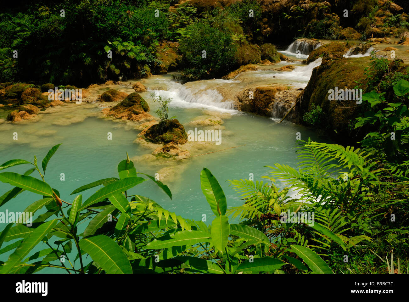 Blaue Lagune, Kuang Si Wasserfälle, Luang Prabang, Laos Stockfoto