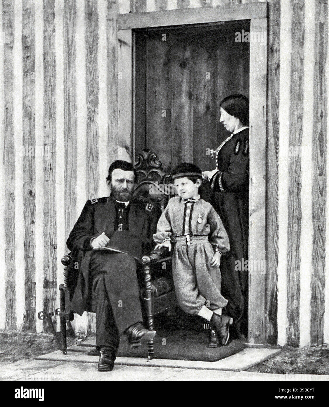 Ulysses S. Grant mit seiner Frau und seinem Sohn Stockfoto