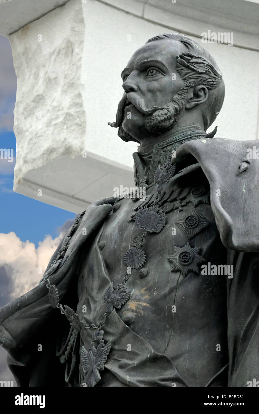 Bronzestatue des russischen Zaren Alexander II. die Befreier Moskau-Russland Stockfoto