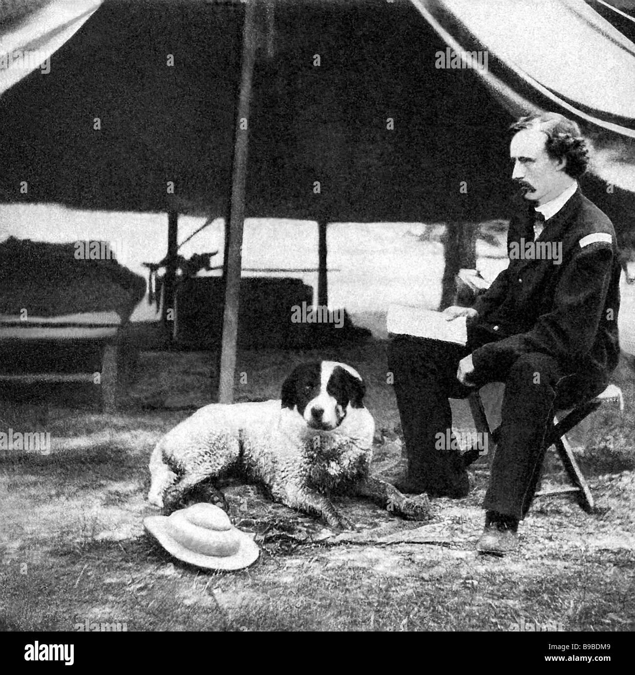 George Custer und Hund Stockfoto