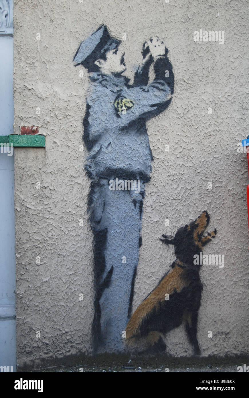 CCTV stencil Art London Graffiti-Malerei Stockfoto