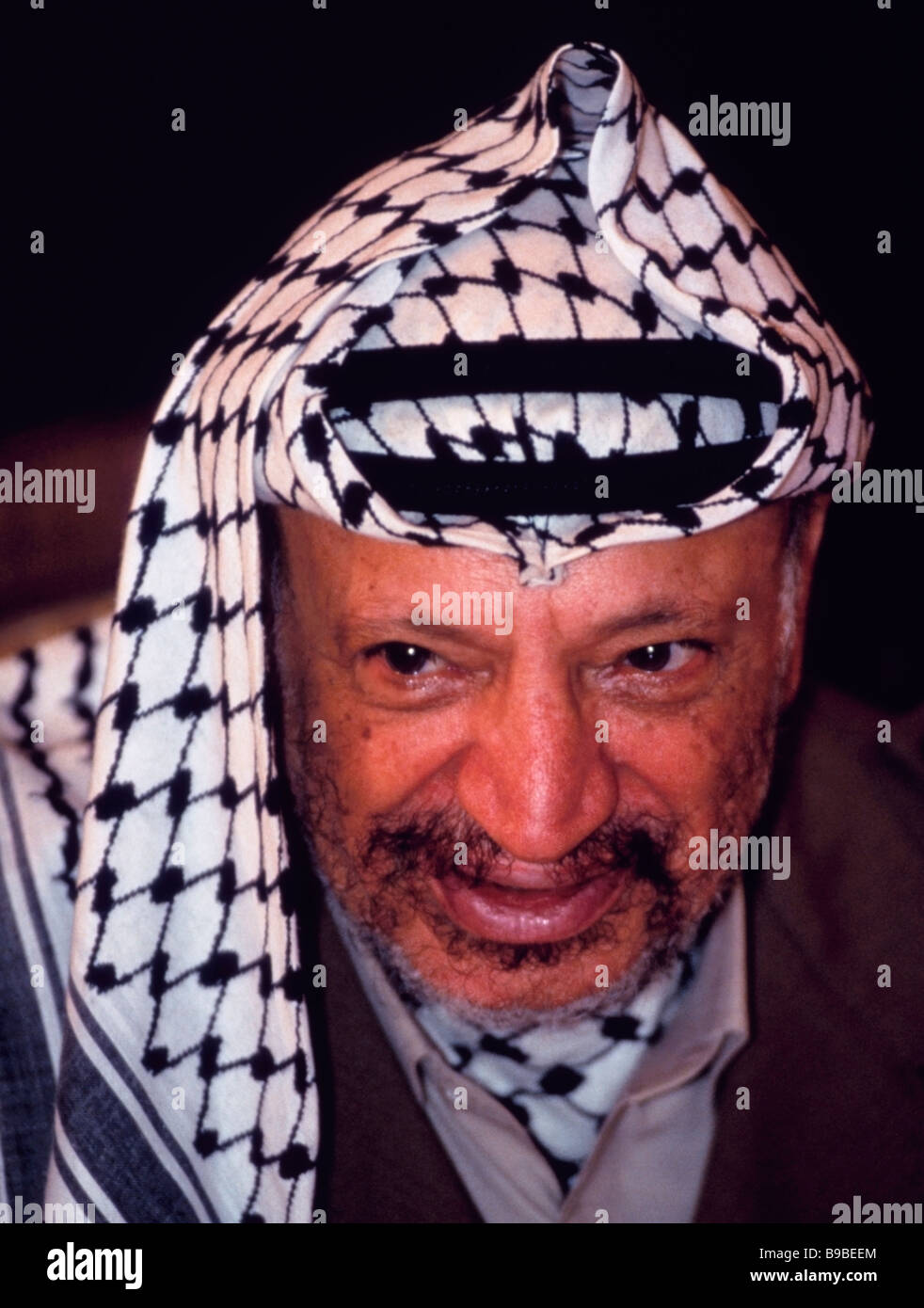 Palästina Befreiung-Organisation-Vorsitzender Yasser Arafat (1929-2004) während einer Pressekonferenz in Moskau, Russland. Stockfoto