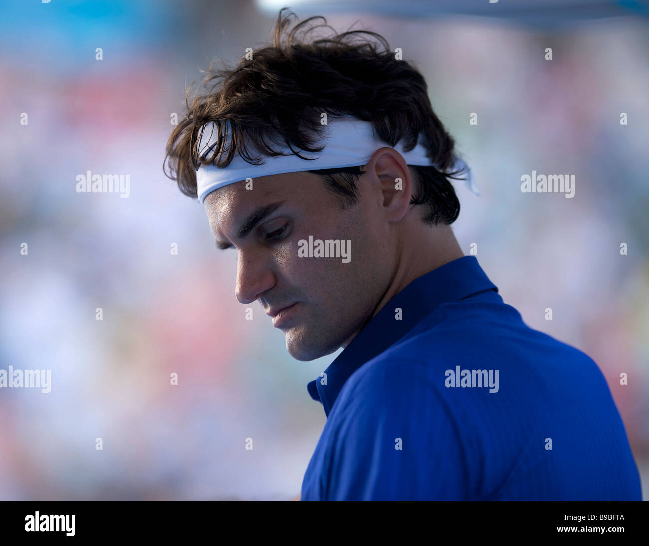 Nikes männlichen Spieler Roger Federer der Schweiz bei den Australian Open Tennis Grand Slam 2009 in Melbourne Stockfoto