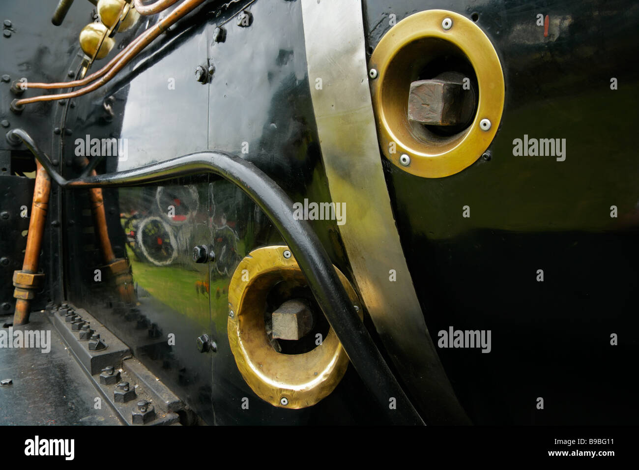 Nahaufnahme von einem Oldtimer Dampflokomotive Stockfoto