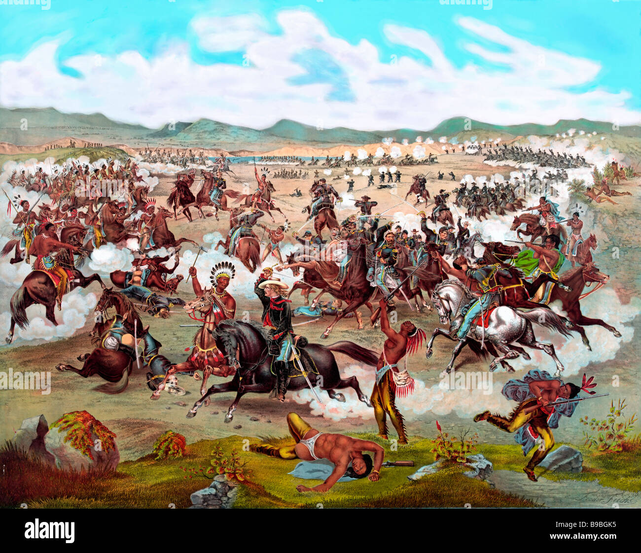 Custers letzte Ladung - die Schlacht von Little Bighorn Stockfoto