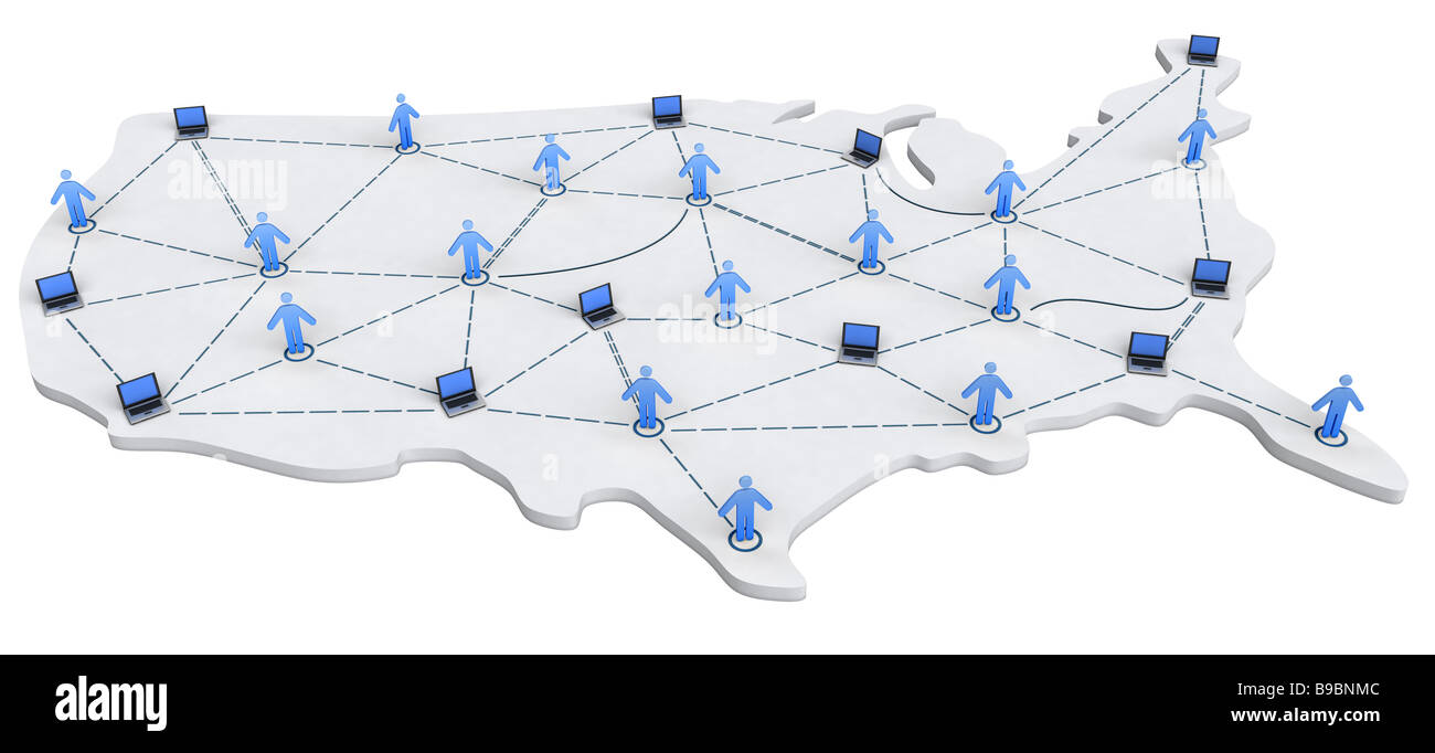 Karte der USA-Vernetzung Stockfoto