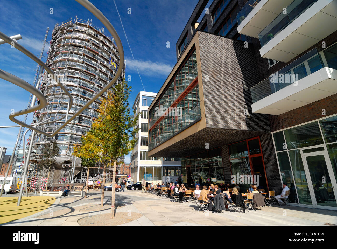Moderne Architektur am Kaiserkai in der Harbourcity Hafencity Hamburg, Deutschland. Stockfoto