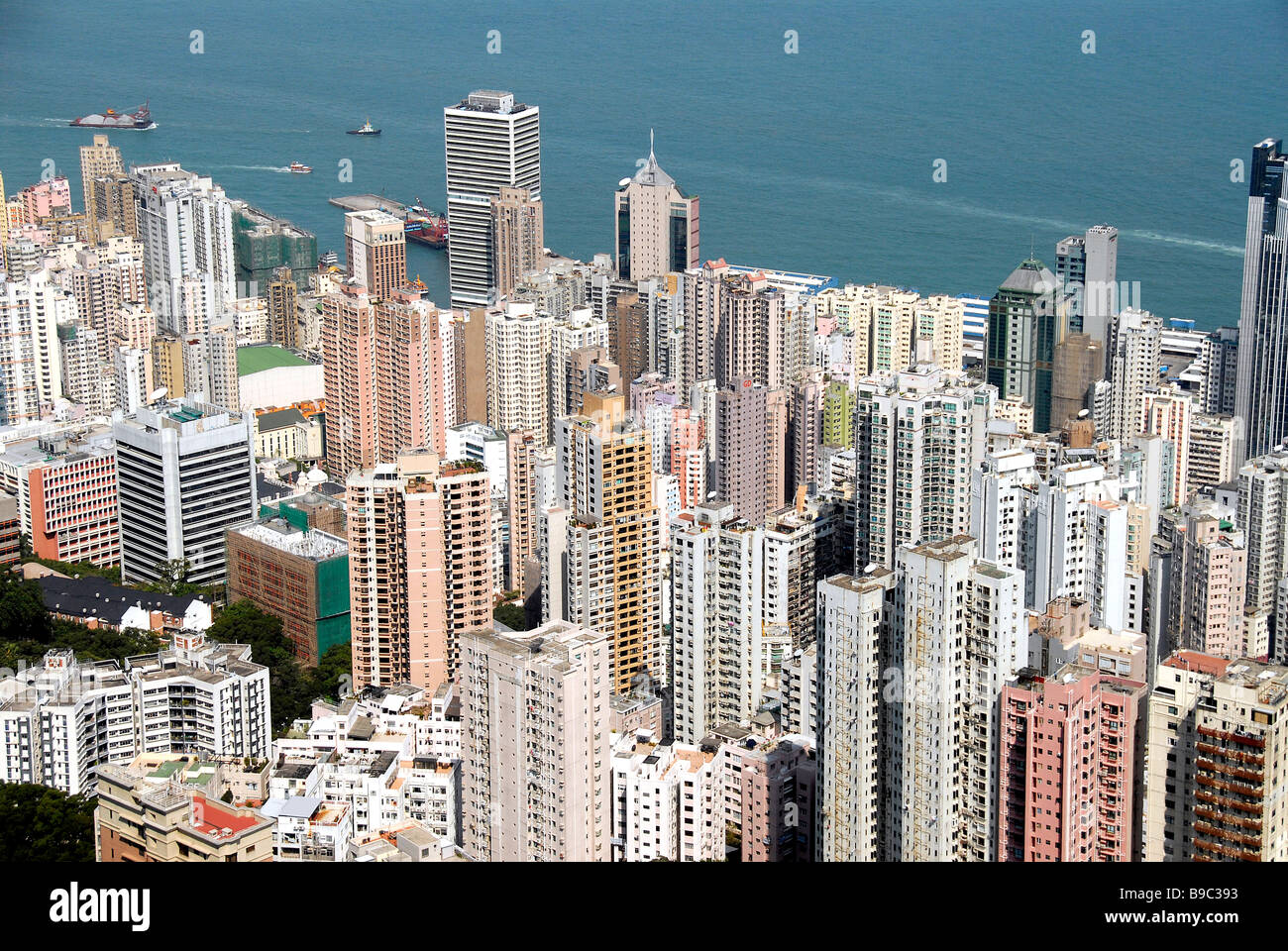 Türme von Gebäuden, Hong Kong Insel, China Stockfoto