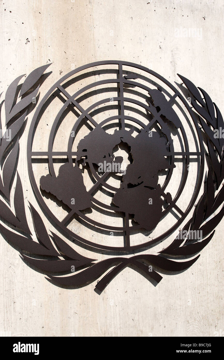 Vereinten Nationen Beschilderung Palais des Nationen Büros der Vereinten Nationen Genf Schweiz Stockfoto