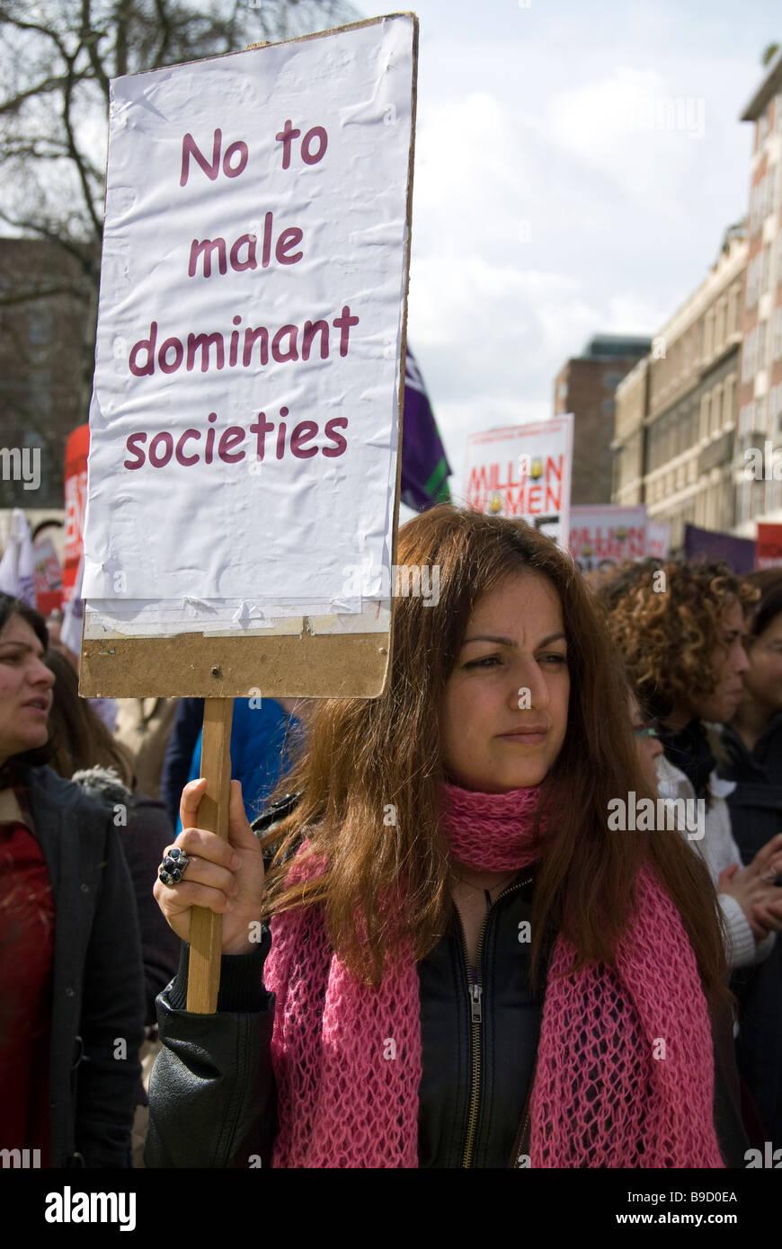 Frauen Protest durch die Londoner gegen häusliche Gewalt Stockfoto