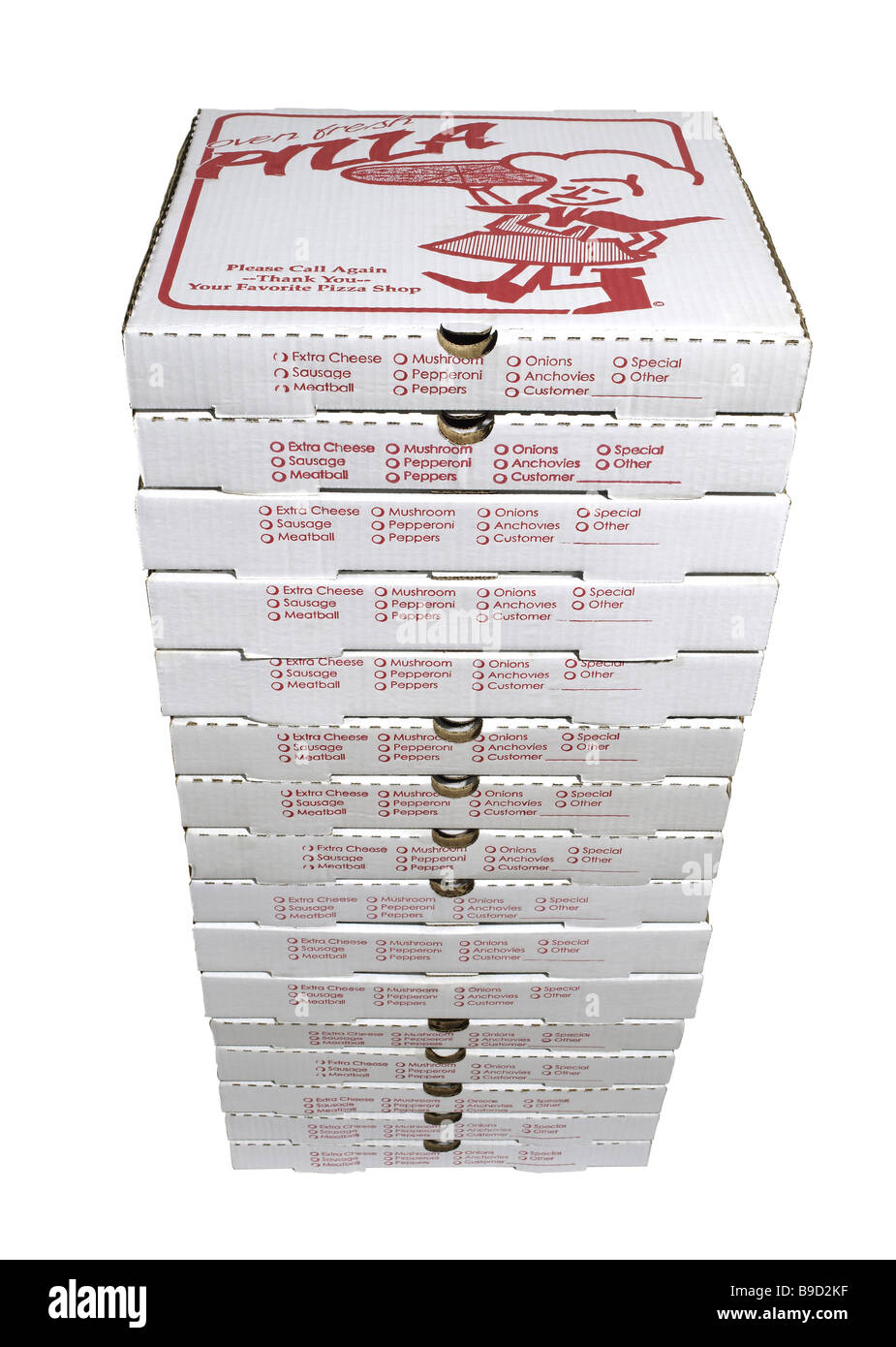 Pizza-Kartons Stockfoto