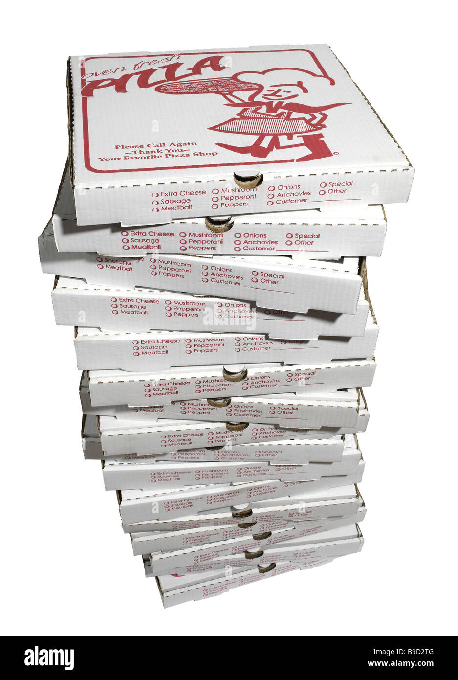 Pizza-Kartons Stockfoto