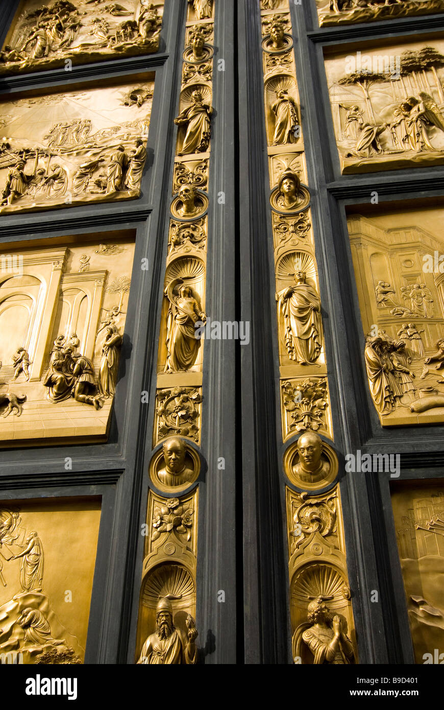 Ost-Türen des Bapistry von Lorenzo Ghiberti in Florenz Italien Stockfoto