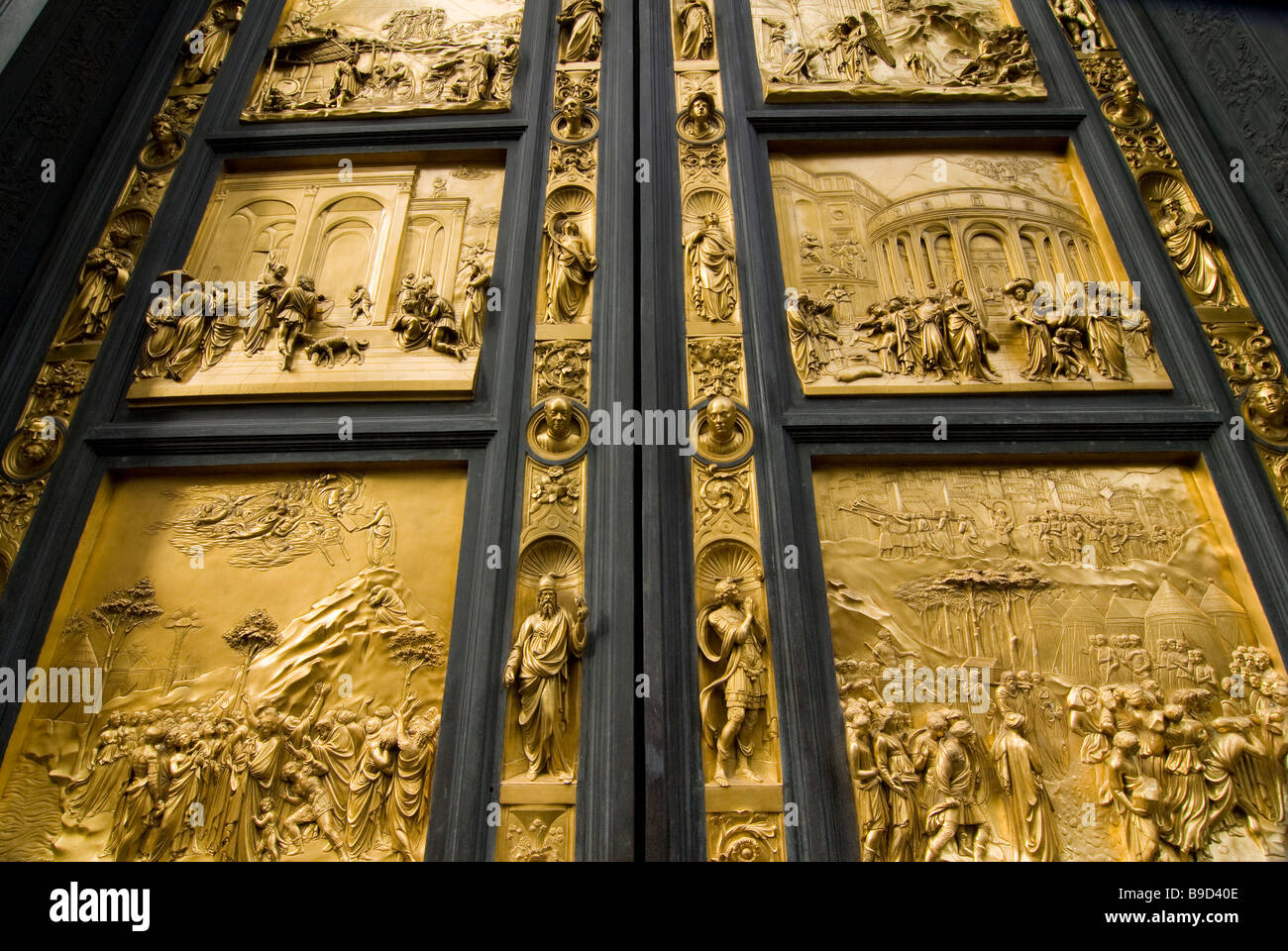 Ost-Türen des Bapistry von Lorenzo Ghiberti in Florenz Italien Stockfoto