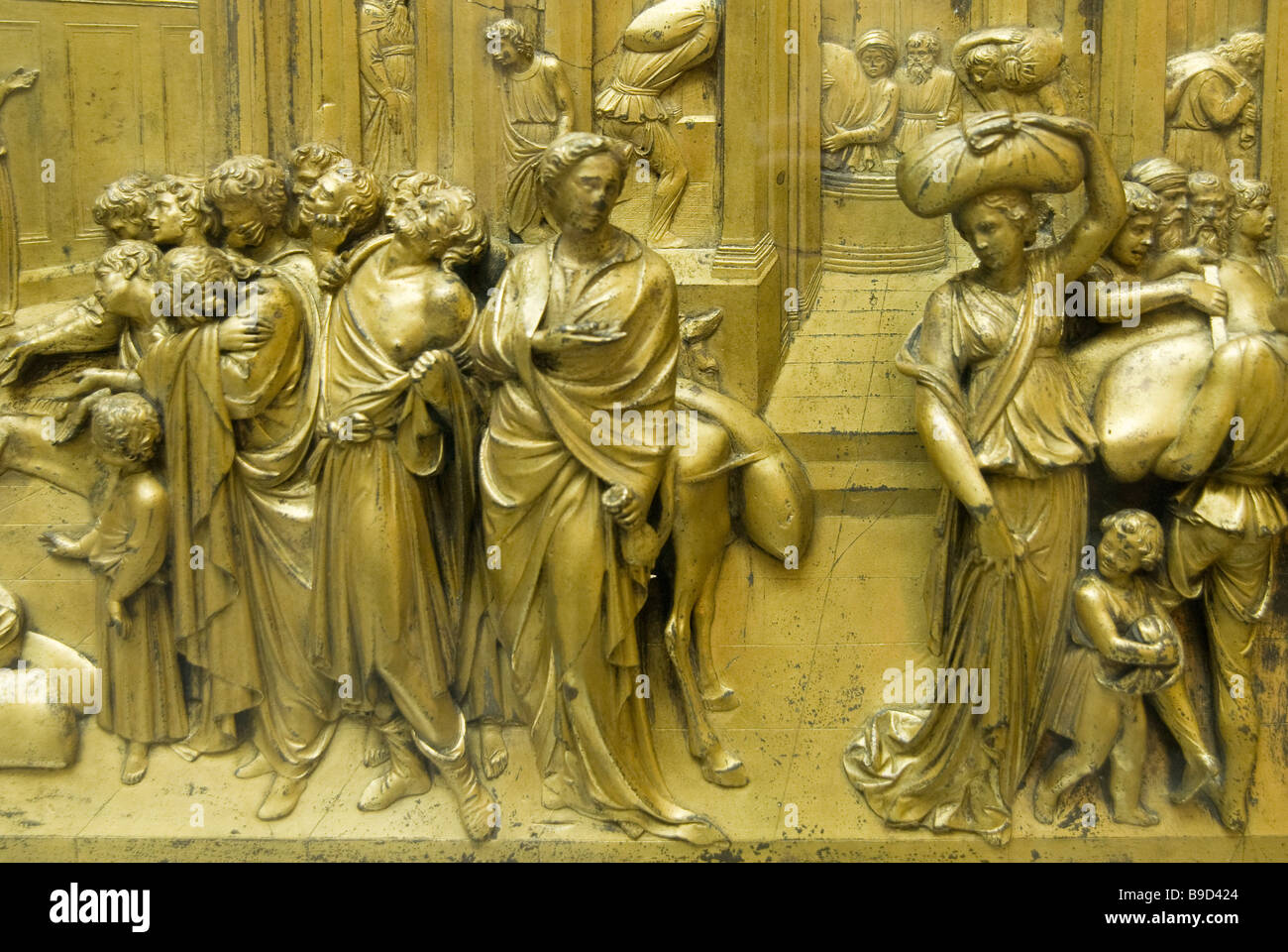 Original Bronzetüren der Bapistry von Lorenzo Ghiberti in Florenz Italien Stockfoto