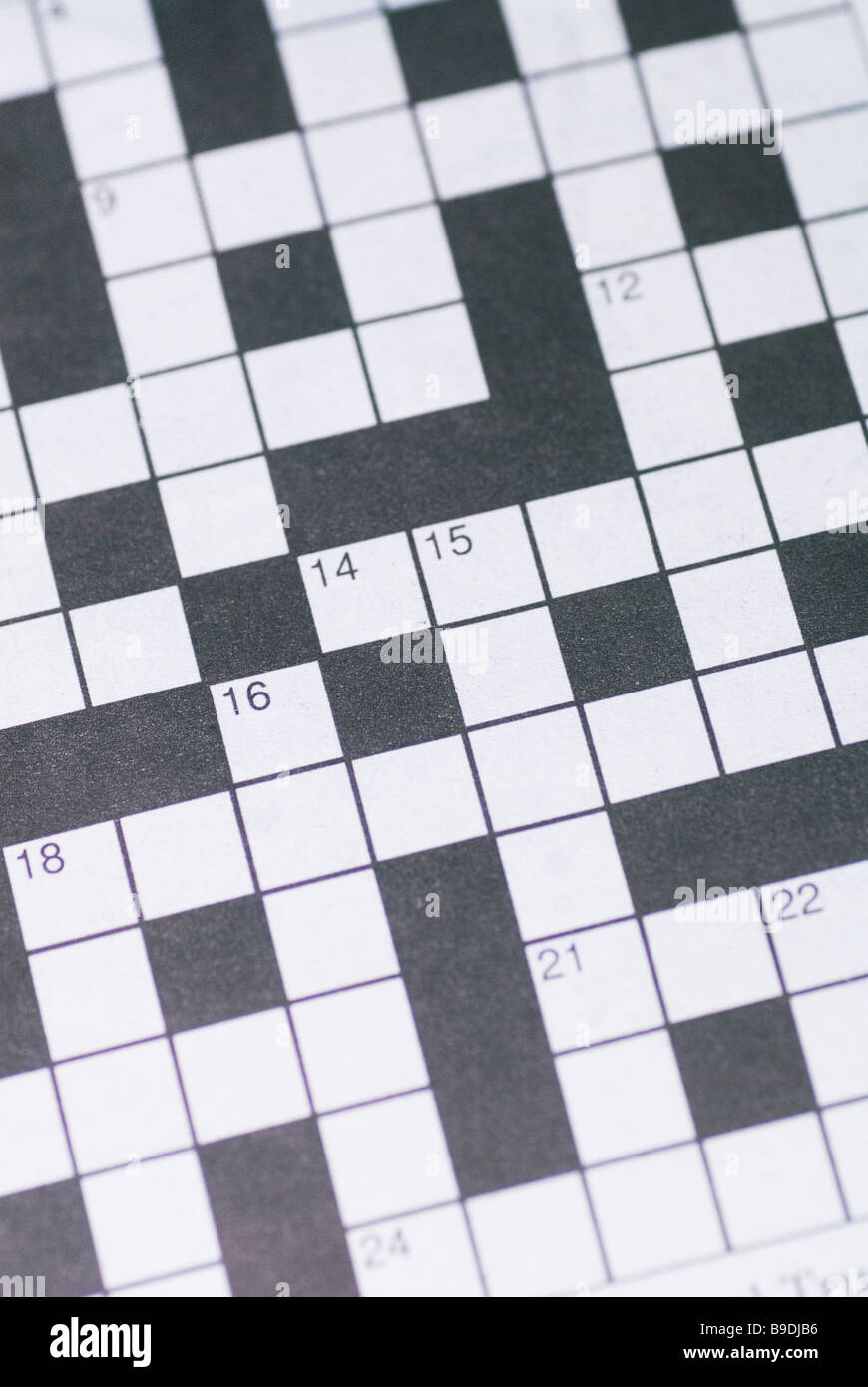 Crossword Puzzle-Spiel in einer Zeitung hautnah Stockfoto