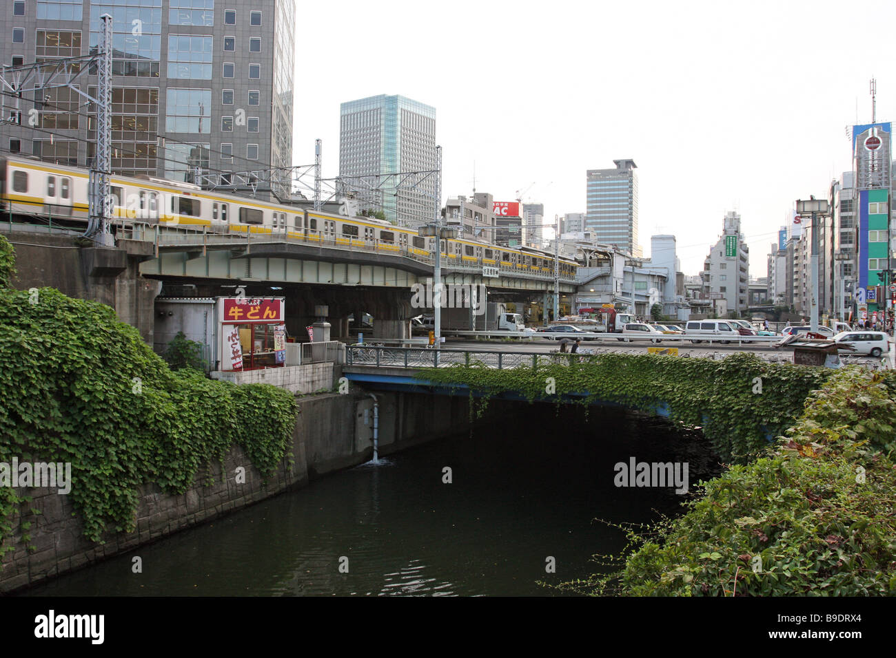 Jr-Line-Zug und Brücke, Tokio Stockfoto