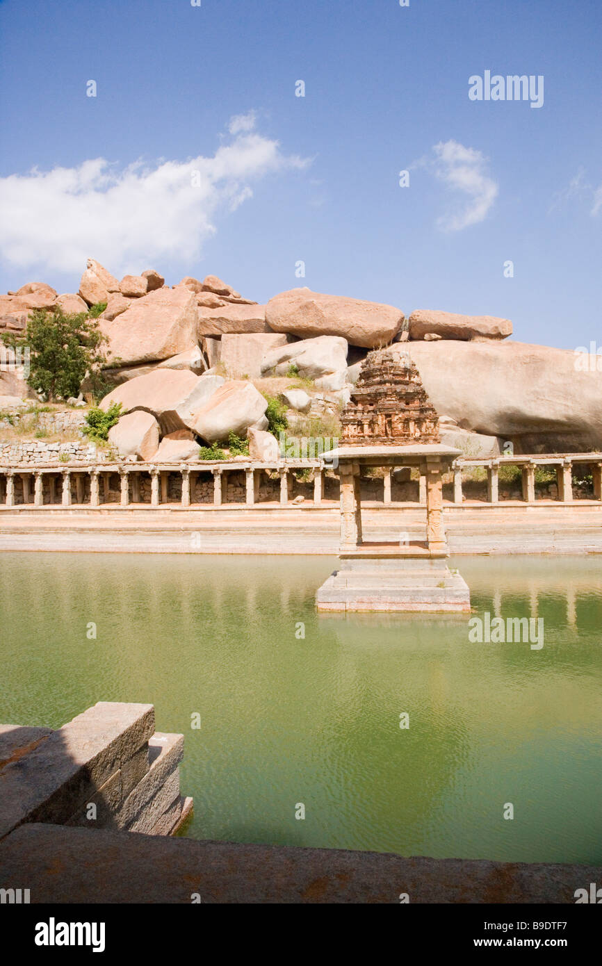 Ruinen von einem Basar, Krishna Basar, Hampi, Karnataka, Indien Stockfoto