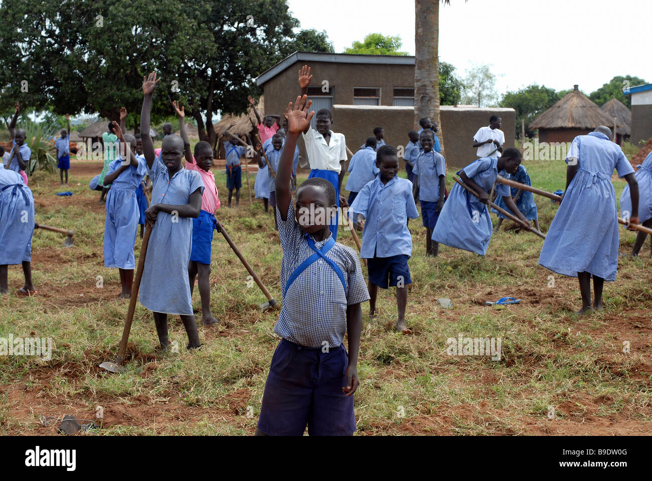 Praktischen Unterricht in der Schule in Kitgum, Uganda Stockfoto