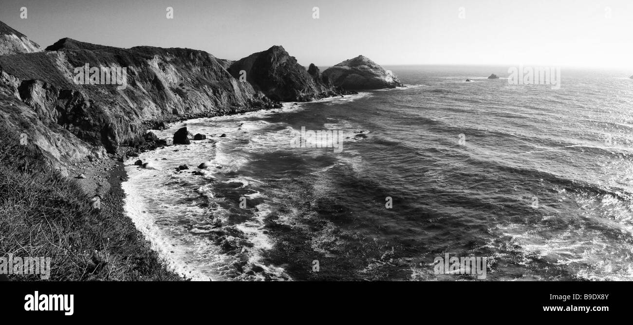 Küste Linie schwarz & weiße Bild von Big Sur Gegend in Kalifornien Stockfoto