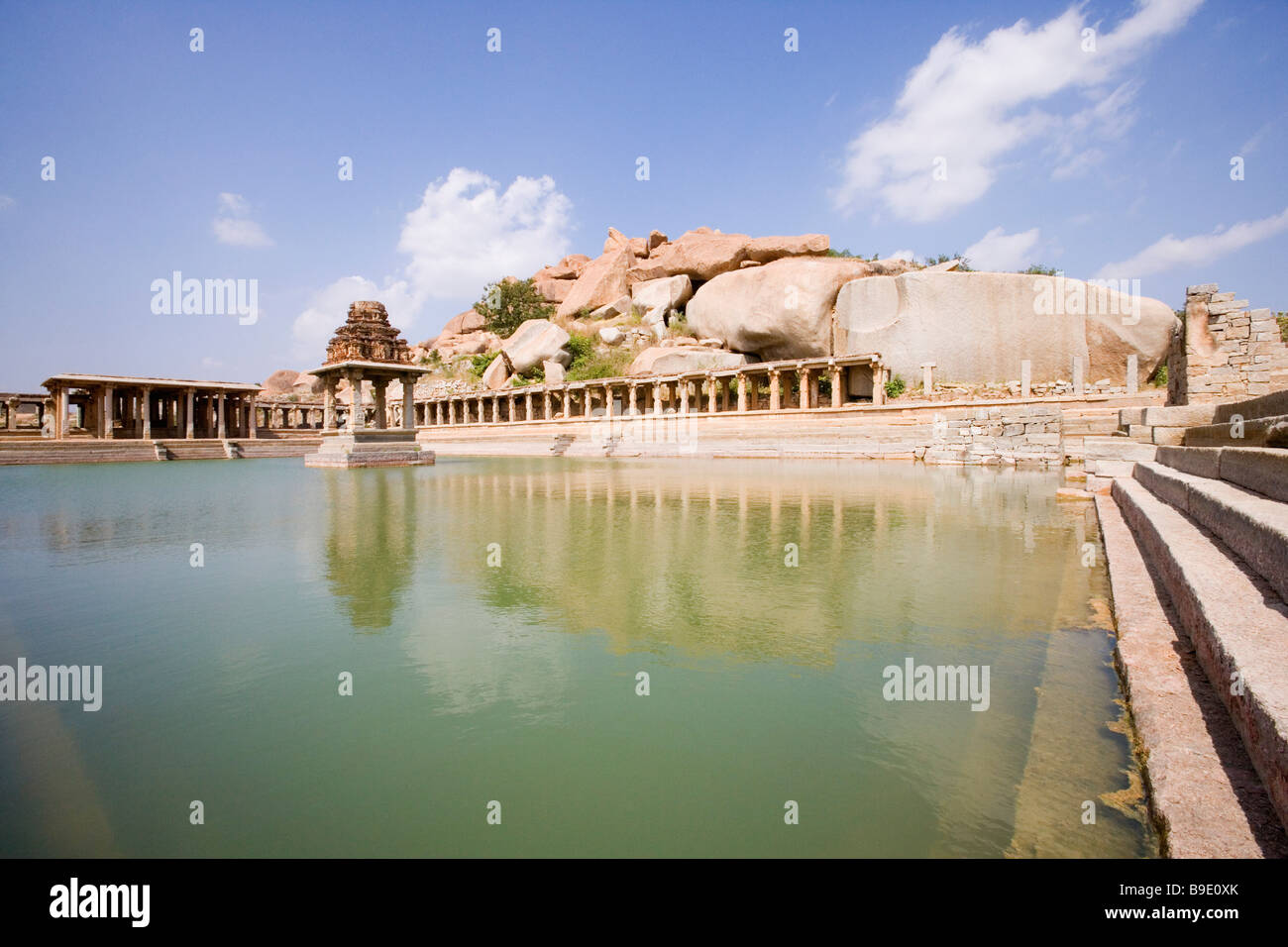 Ruinen von einem Basar, Krishna Basar, Hampi, Karnataka, Indien Stockfoto