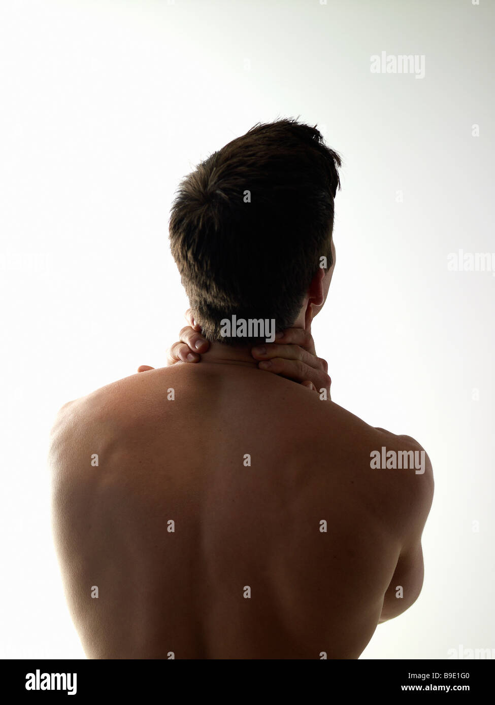 Fit Mann oben ohne Stockfoto